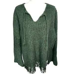 LANE BRYANT VENEZIA Women's XXL Green Wool Pullover Sweater Vintage‎ y2k Tassels